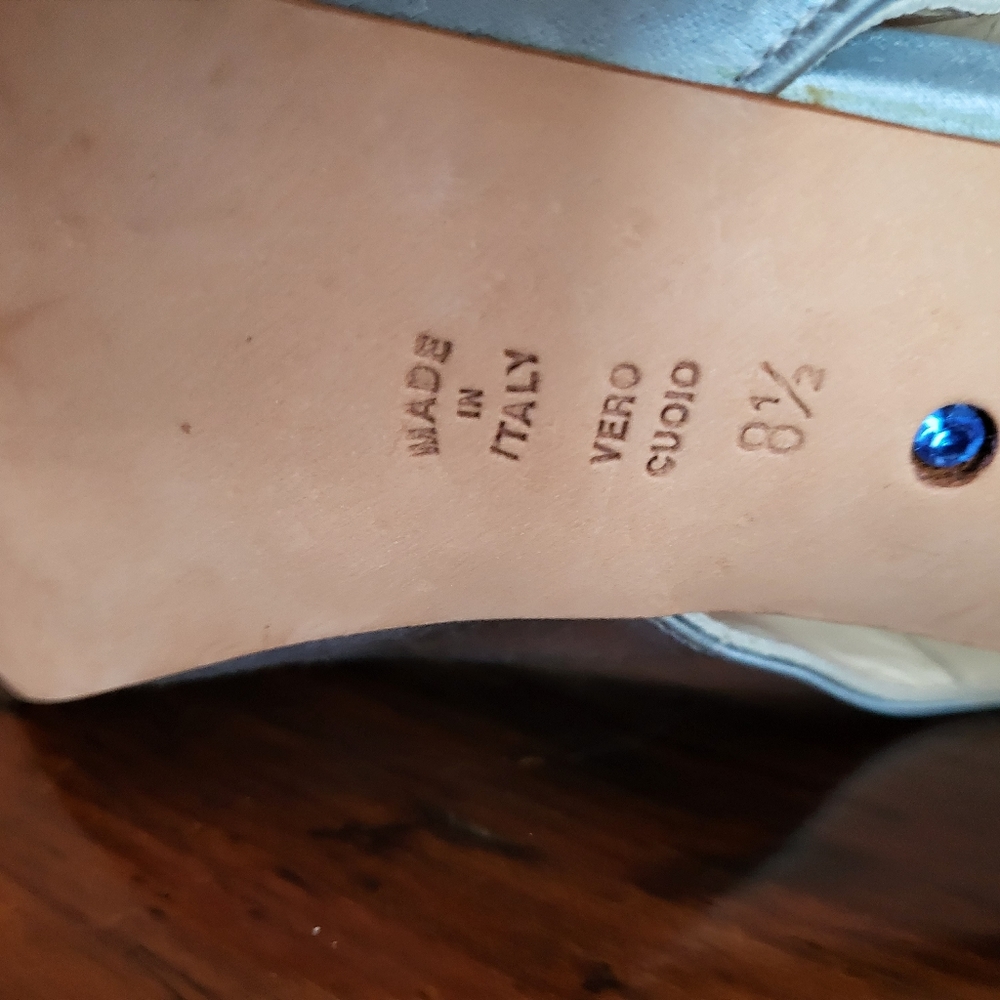 Something Bleu Bridal Light Blue Satin Slingback Heels with Bow - Picture 3 of 6